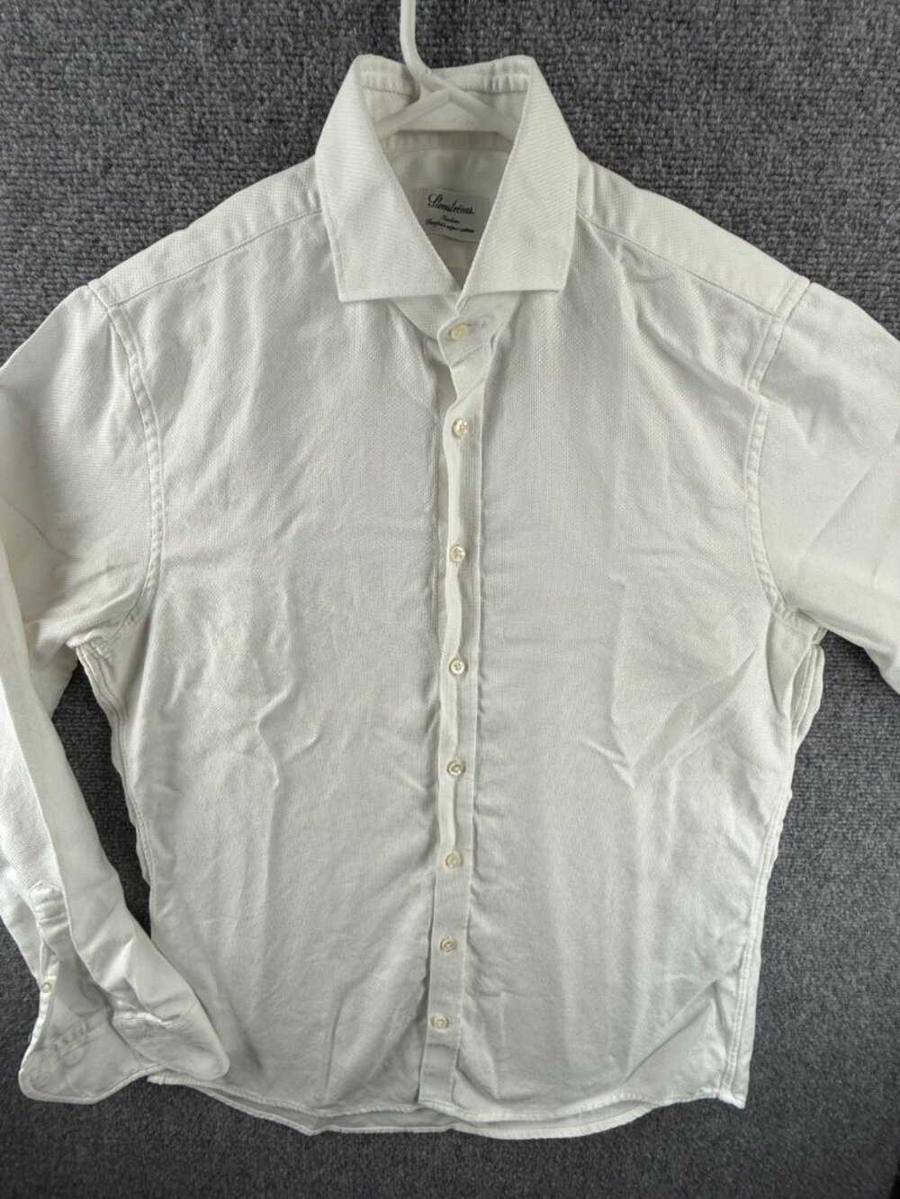 Stenstroms Twofold Super 16 Cotton Slimline White Solid Button Up Shirt Men
